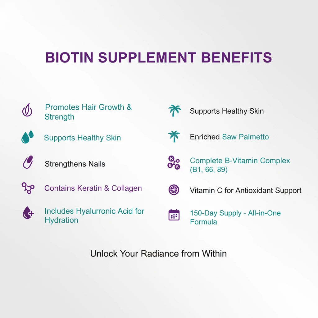 GUDOMET Biotin Collagen Vitamin D3 Vitamin B1 Vitamin B2 Vitamin B3 Vitamin B6 Vitamin B9 Vitamin B12 Keratin Hyaluronic Acid Saw Palmetto -150 Capsules- Made in USA