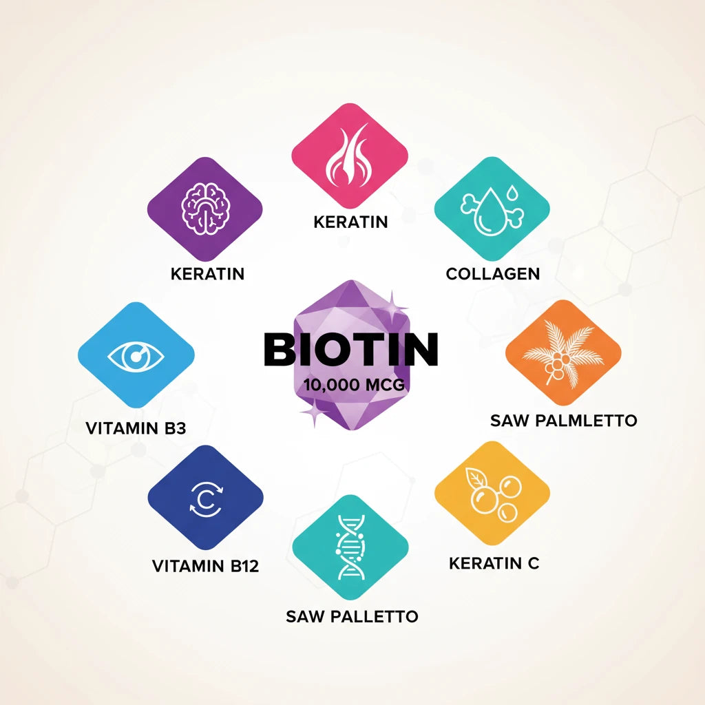 GUDOMET Biotin Collagen Vitamin D3 Vitamin B1 Vitamin B2 Vitamin B3 Vitamin B6 Vitamin B9 Vitamin B12 Keratin Hyaluronic Acid Saw Palmetto -150 Capsules- Made in USA