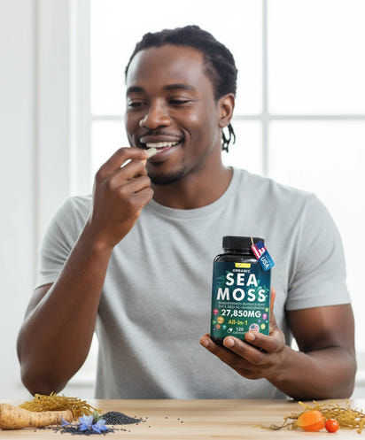120 Sea Moss Capsule (2x more than competitors) Complex with Sea Moss Black Seed Oil Aşhwagandha Ginger & Vitamins C D3-120 CapsulesSuperfood Supplements - Advanced Seamoss Pills Wild Sea Moss Pills Made in USA
