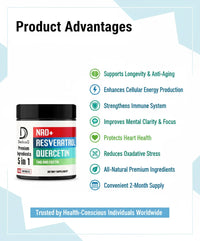 NAD+ Supplement 500mg - Pure NAD Supplement - Combined to Fisetin TMG Resveratrol and Quercetin - Energy and DNA Repair Aging Defense Brain Function - 60 Capsules