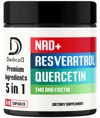 NAD+ Supplement 500mg - Pure NAD Supplement - Combined to Fisetin TMG Resveratrol and Quercetin - Energy and DNA Repair Aging Defense Brain Function - 60 Capsules