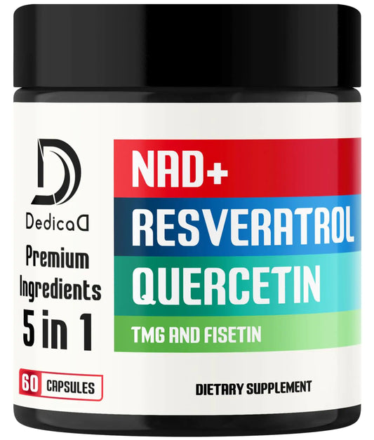 NAD+ Supplement 500mg - Pure NAD Supplement - Combined to Fisetin TMG Resveratrol and Quercetin - Energy and DNA Repair Aging Defense Brain Function - 60 Capsules