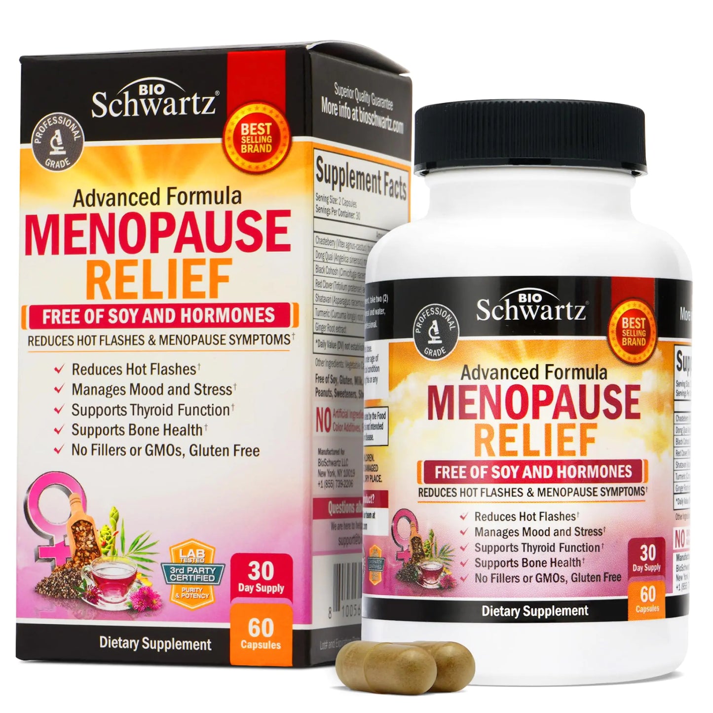 Herbal Menopause Support for Women - Supports Healthy Mood and Balance with Milk Thistle Chasteberry Black Cohosh Red Clover Turmeric Ginger - Menopause Supplements for Women - 60 Veggie Capsules