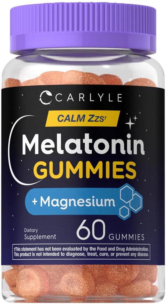 Carlyle Melatonin Gummies 10mg | with Magnesium Citrate | 60 Count | Vegan Formula | Non-GMO Gluten Free