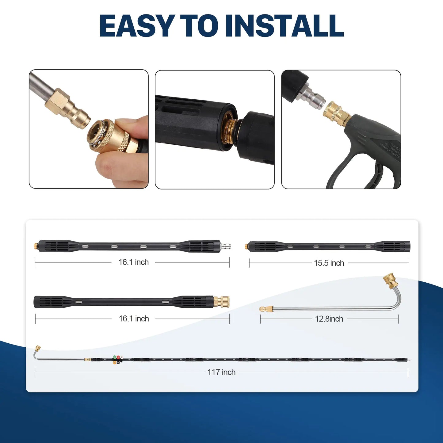 110in High-Pressure Gutter Cleaner with Stainless Steel Extension